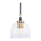 Council 1 Light Pendant in Flat Black/Satin Brass (Clear Swirl Texture Glass)