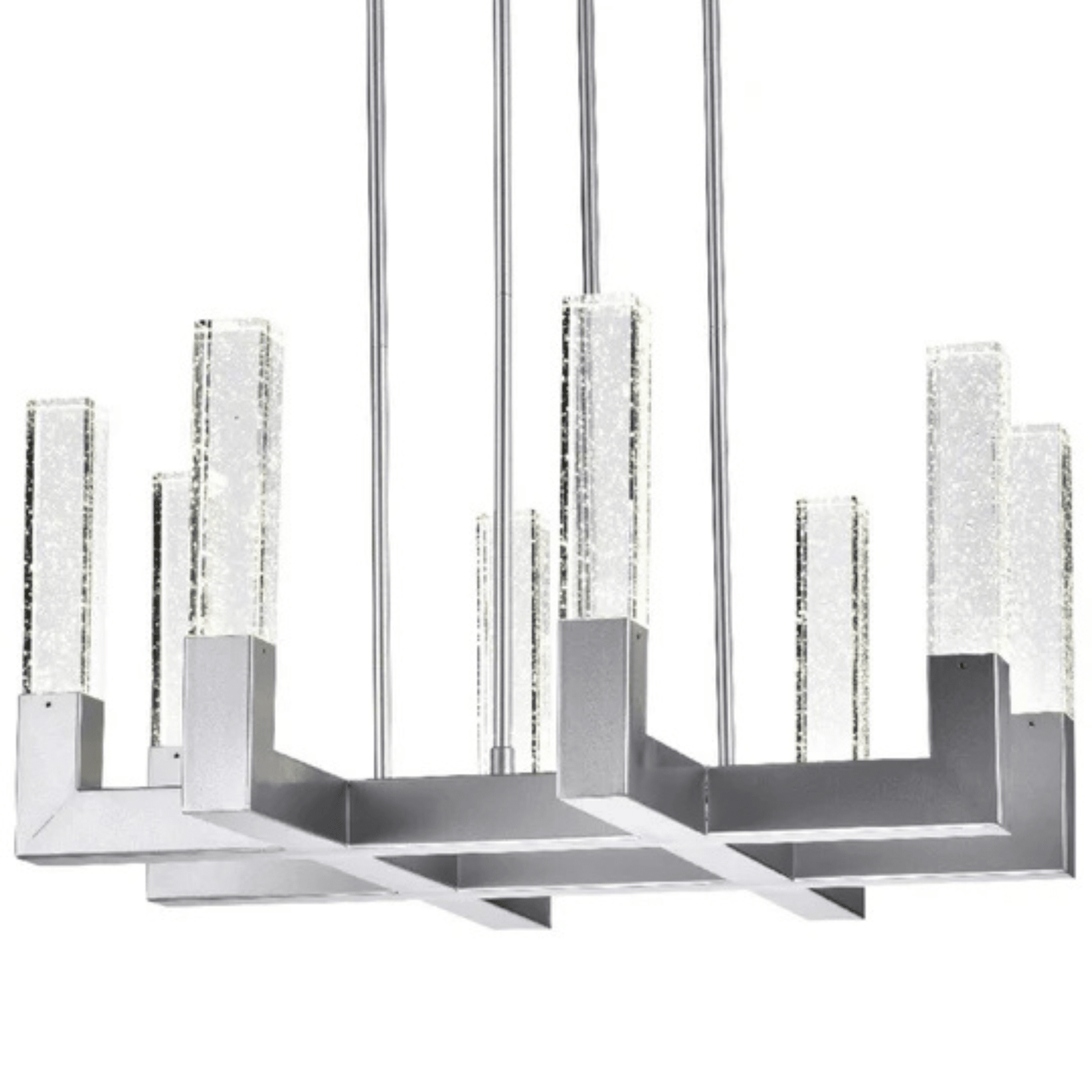 8 Light Square Crystal Dianyi LED Chandelier Silver - Orvon Lighting