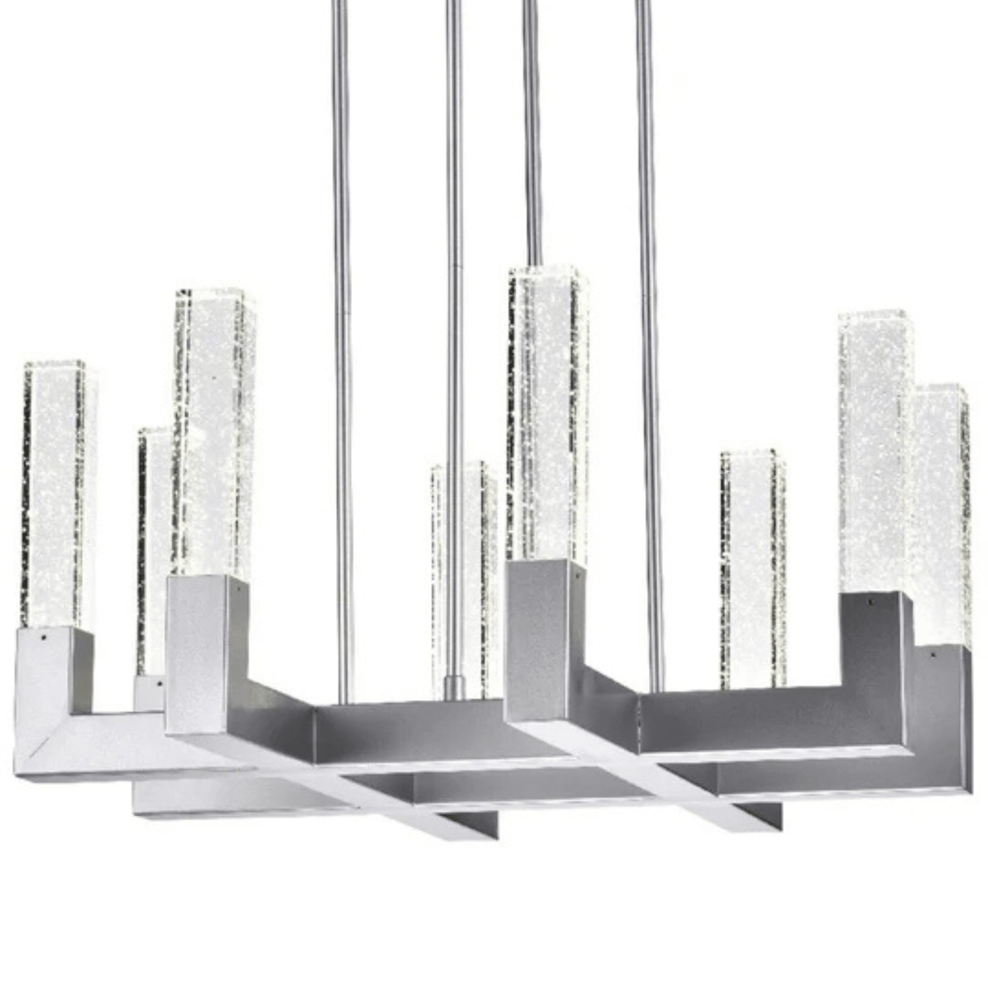 8 Light Square Crystal Dianyi LED Chandelier Silver - Orvon Lighting