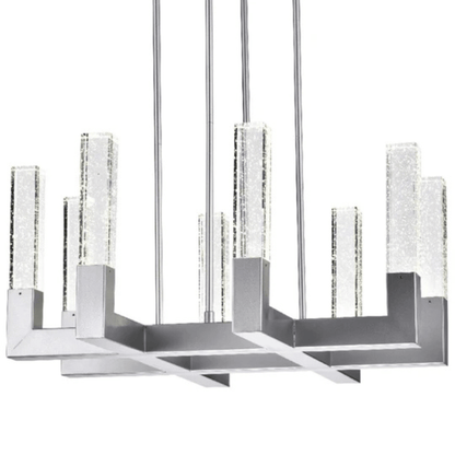 8 Light Square Crystal Dianyi LED Chandelier Silver - Orvon Lighting