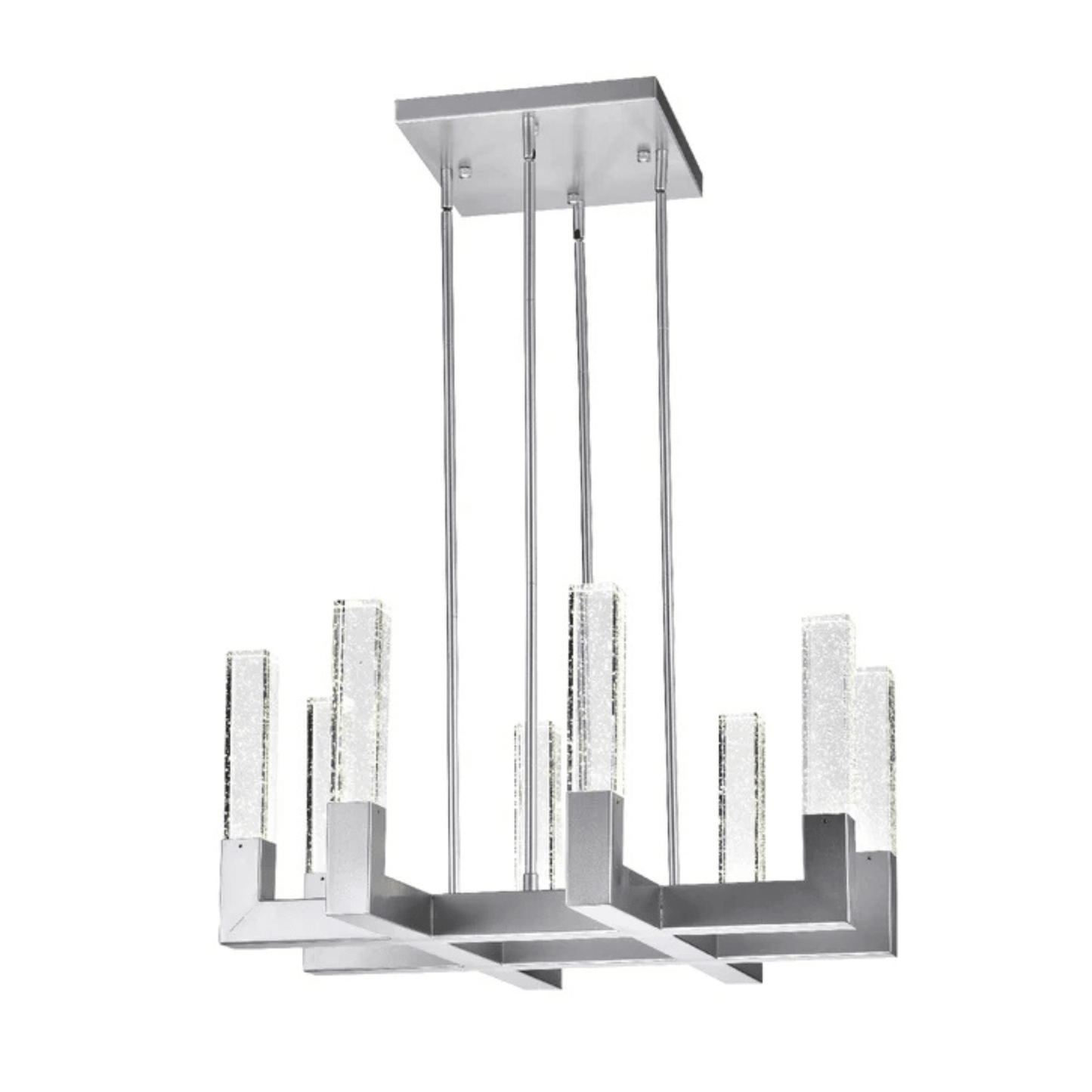 8 Light Square Crystal Dianyi LED Chandelier Silver - Orvon Lighting