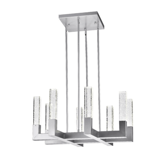 8 Light Square Crystal Dianyi LED Chandelier Silver - Orvon Lighting