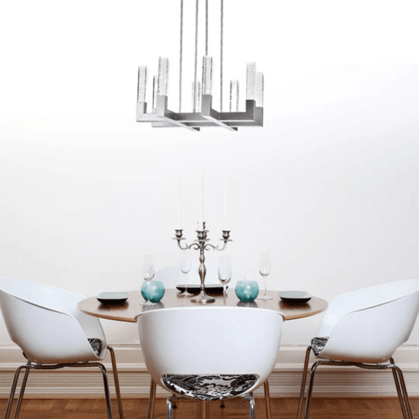 8 Light Square Crystal Dianyi LED Chandelier Silver - Orvon Lighting