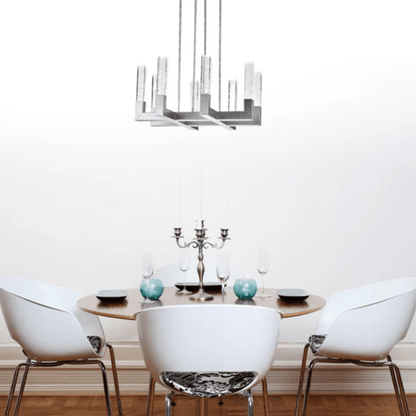 8 Light Square Crystal Dianyi LED Chandelier Silver - Orvon Lighting