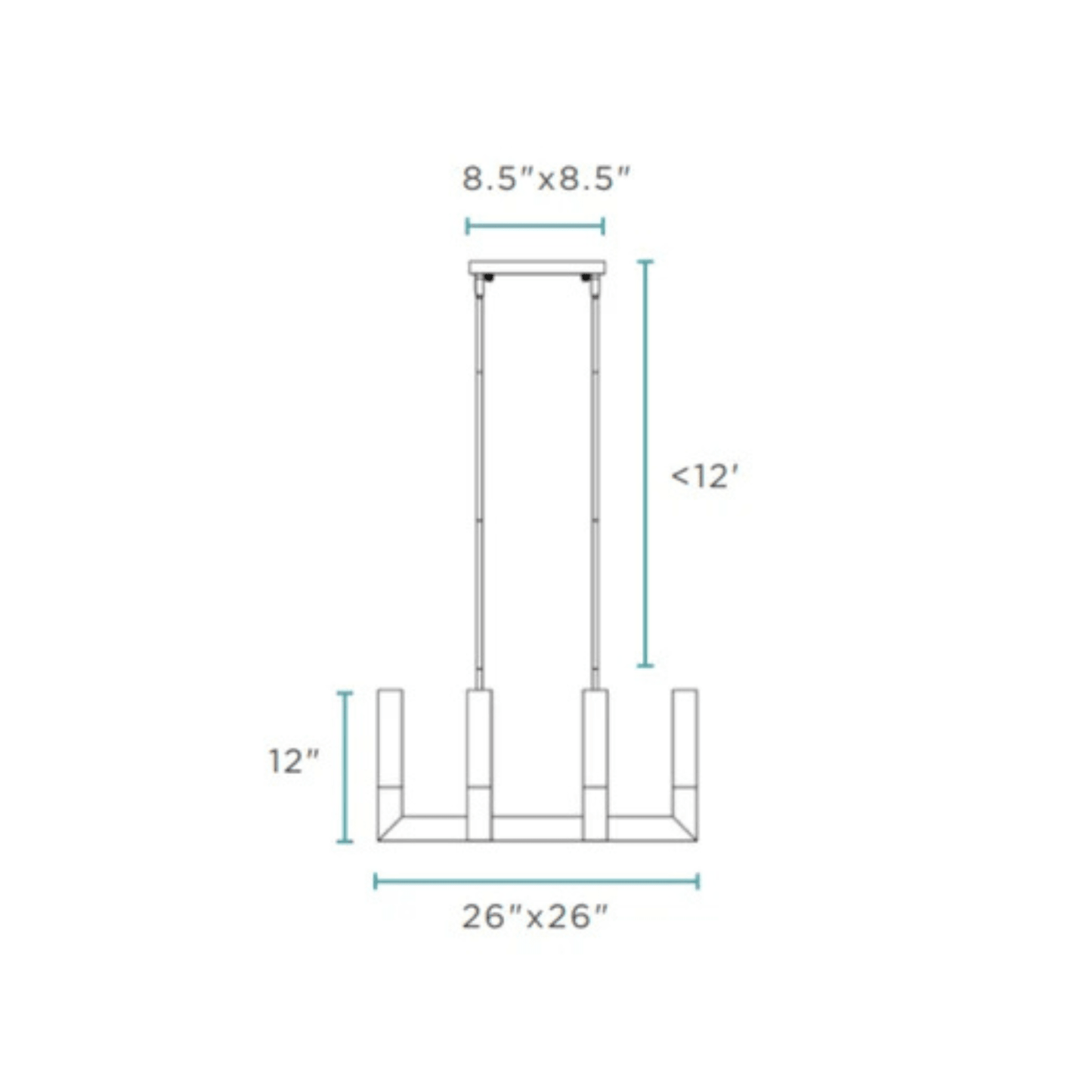 8 Light Square Crystal Dianyi LED Chandelier Silver - Orvon Lighting