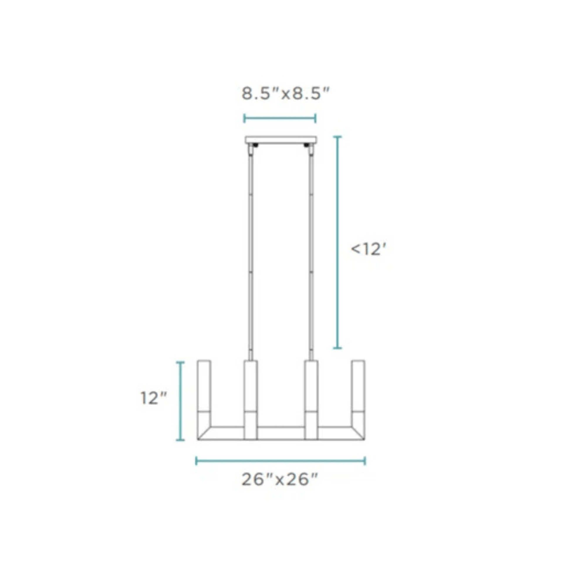 8 Light Square Crystal Dianyi LED Chandelier Silver - Orvon Lighting