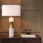Global Views Corsetto Marble Cinch Lamp – White lifestyle view