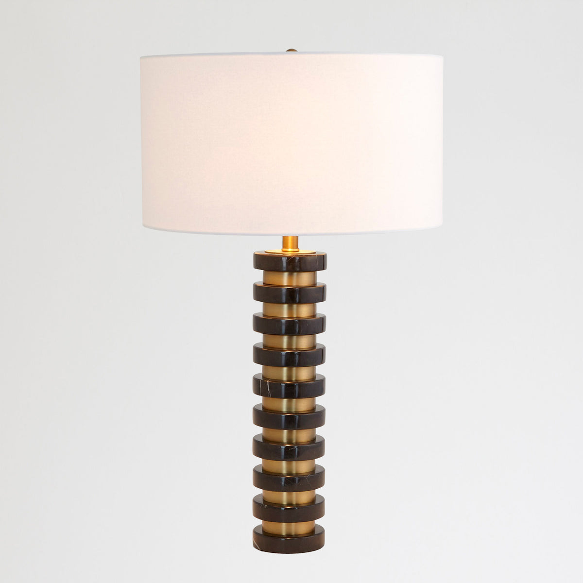 Global Views Chiamaka Marble Stack Lamp – Black detail view