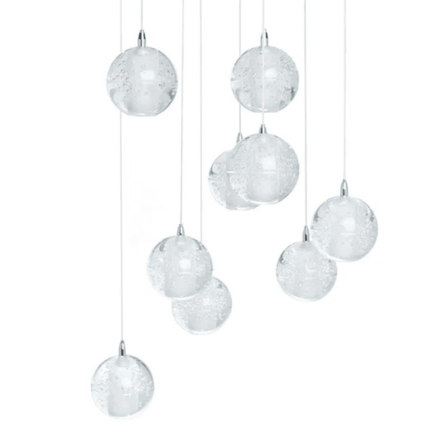9 light Crystal Spheres Chandelier Round Chrome Canopy - Orvon Lighting