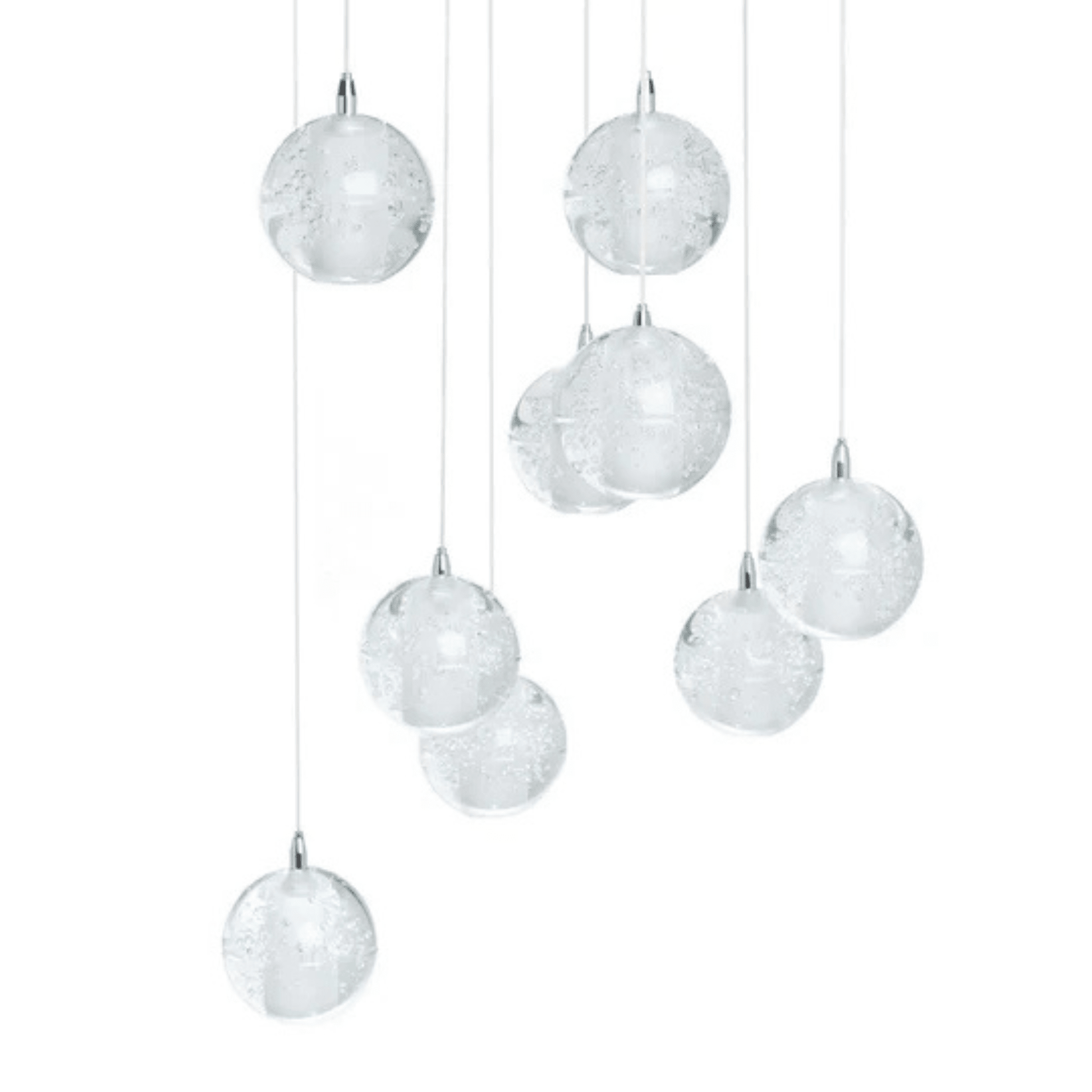 9 light Crystal Spheres Chandelier Round Chrome Canopy - Orvon Lighting