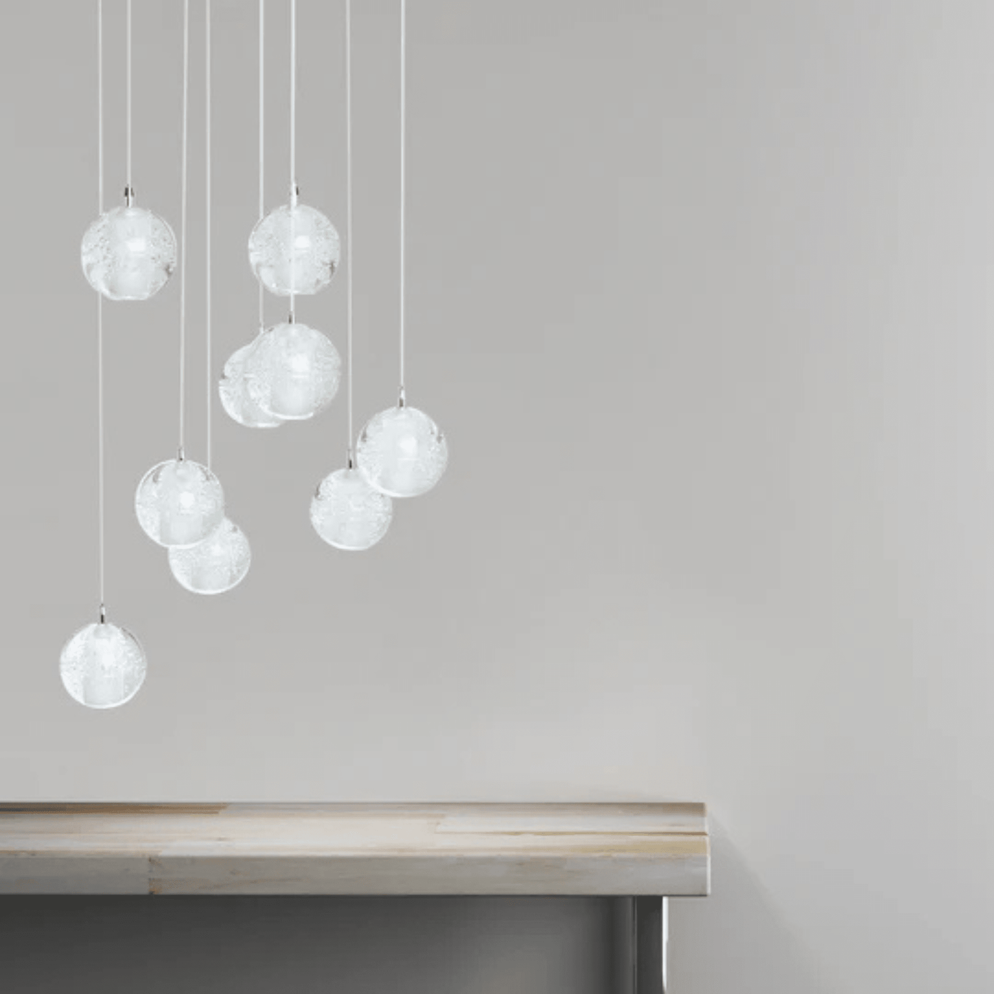 9 light Crystal Spheres Chandelier Round Chrome Canopy - Orvon Lighting