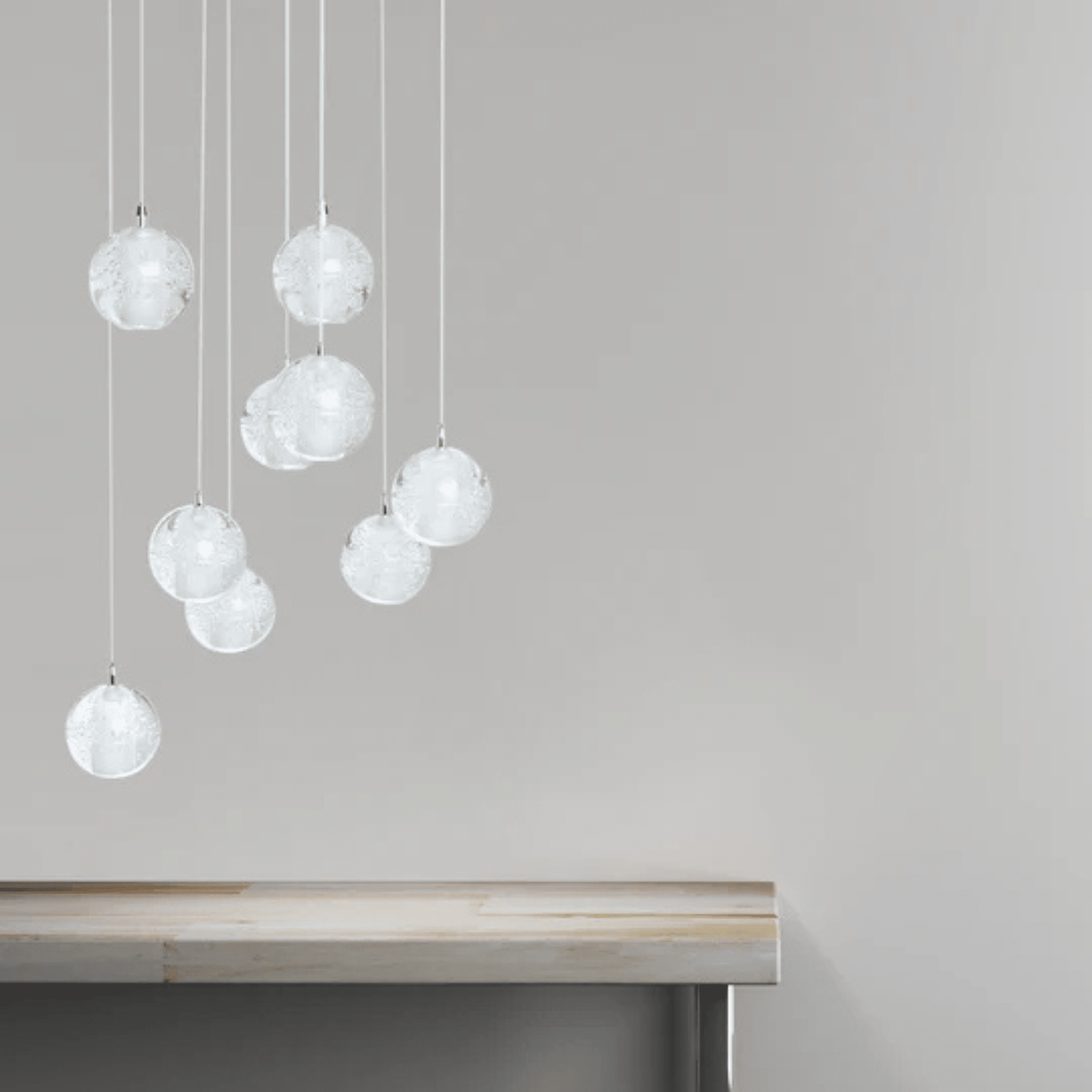9 light Crystal Spheres Chandelier Round Chrome Canopy - Orvon Lighting
