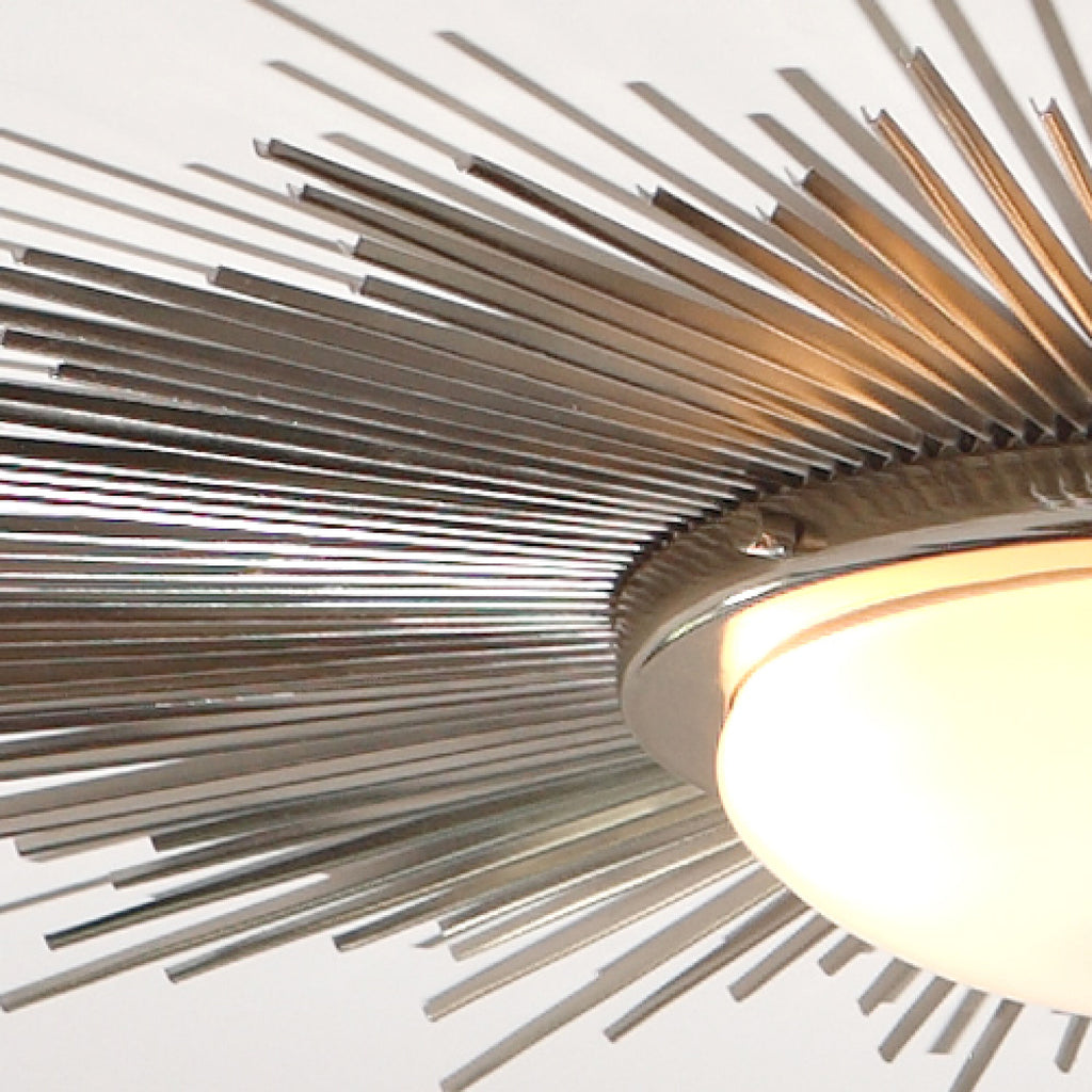 Global Views Sunburst Light Fixture – Nickel detail view