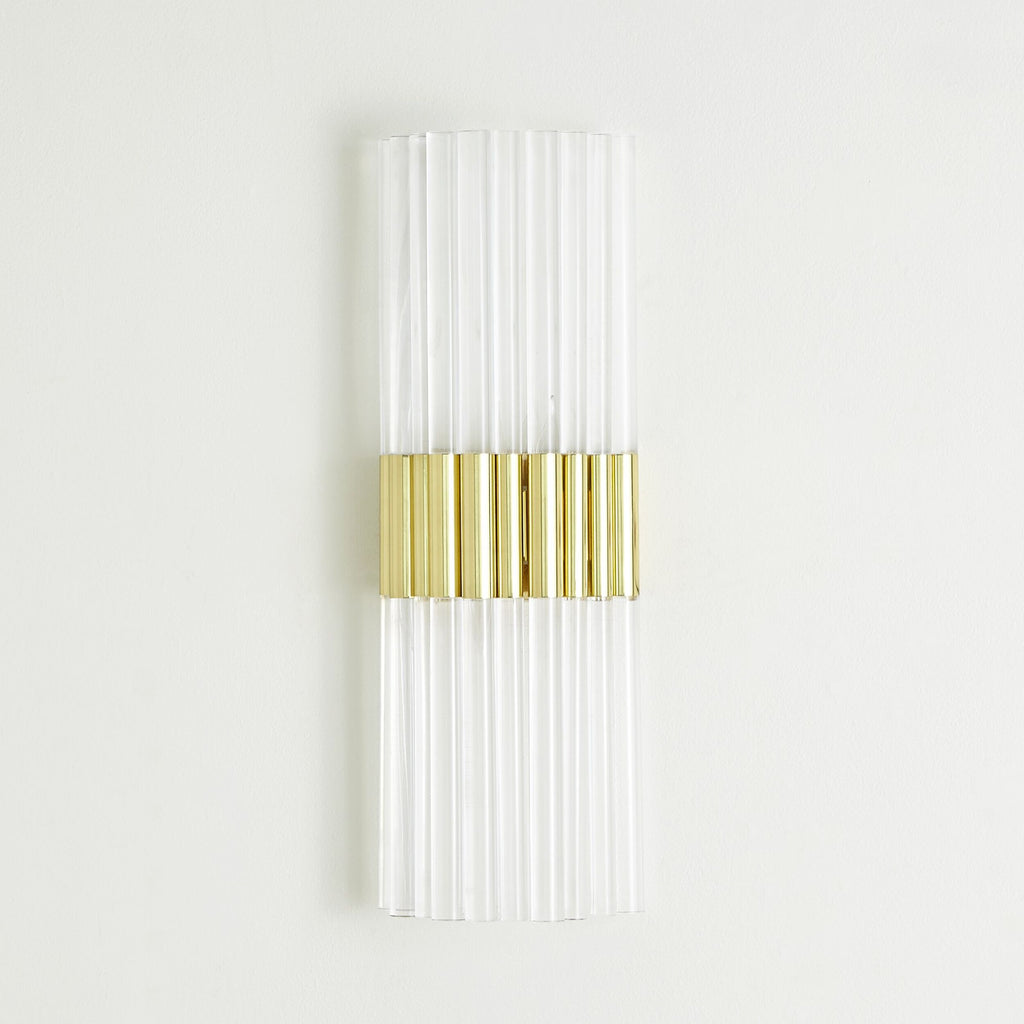 Global Views Asta Acrylic Sconce – Brass detail view