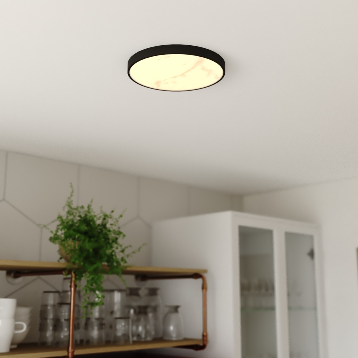Aurelia 12-in. W LED Light Flush Mount Matte Black/Brushed Brass