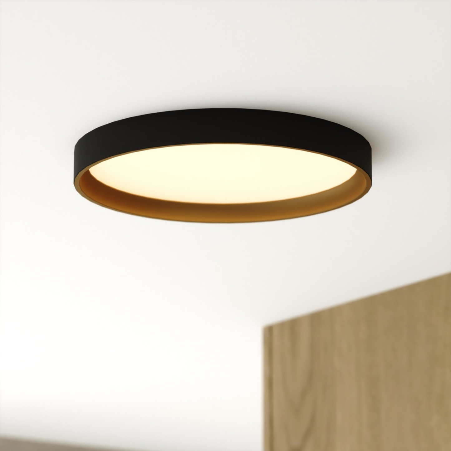Darien 12-in. W LED Flush Mount Black and Gold