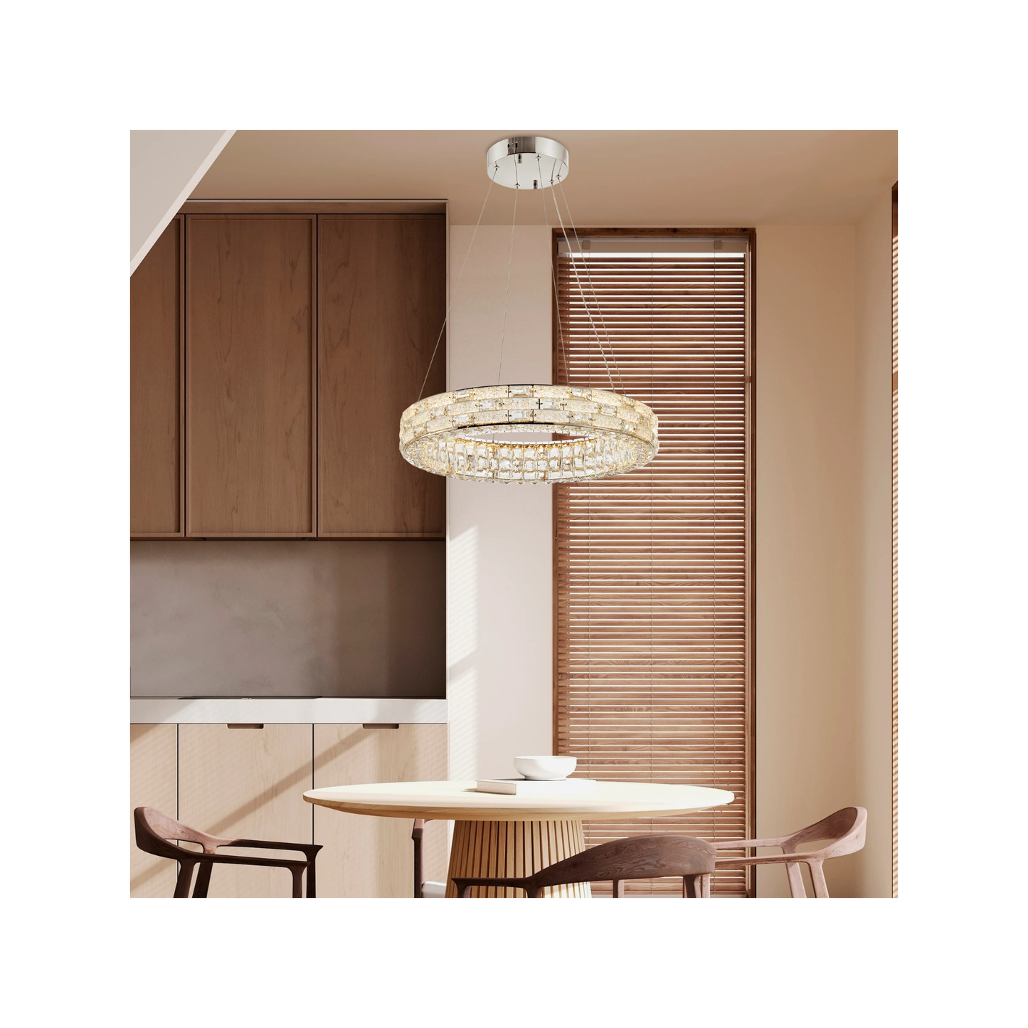 1 Ring Modern LED Crystal Chandelier in Chrome