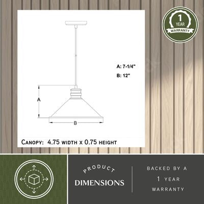 Akron 12-in. 1 Light Pendant Oil Rubbed Bronze and Matte White
