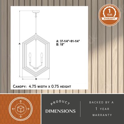Riley 18-in. 4 Light Pendant Black and Satin Brass