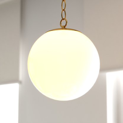 Linden 10-in. W 1 Light Globe Pendant Muted Brass with Frosted Opal Glass