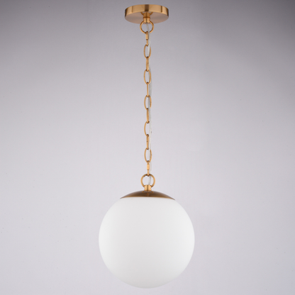Linden 10-in. W 1 Light Globe Pendant Muted Brass with Frosted Opal Glass