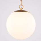 Linden 10-in. W 1 Light Globe Pendant Matte Black/Muted Brass with Frosted Opal Glass