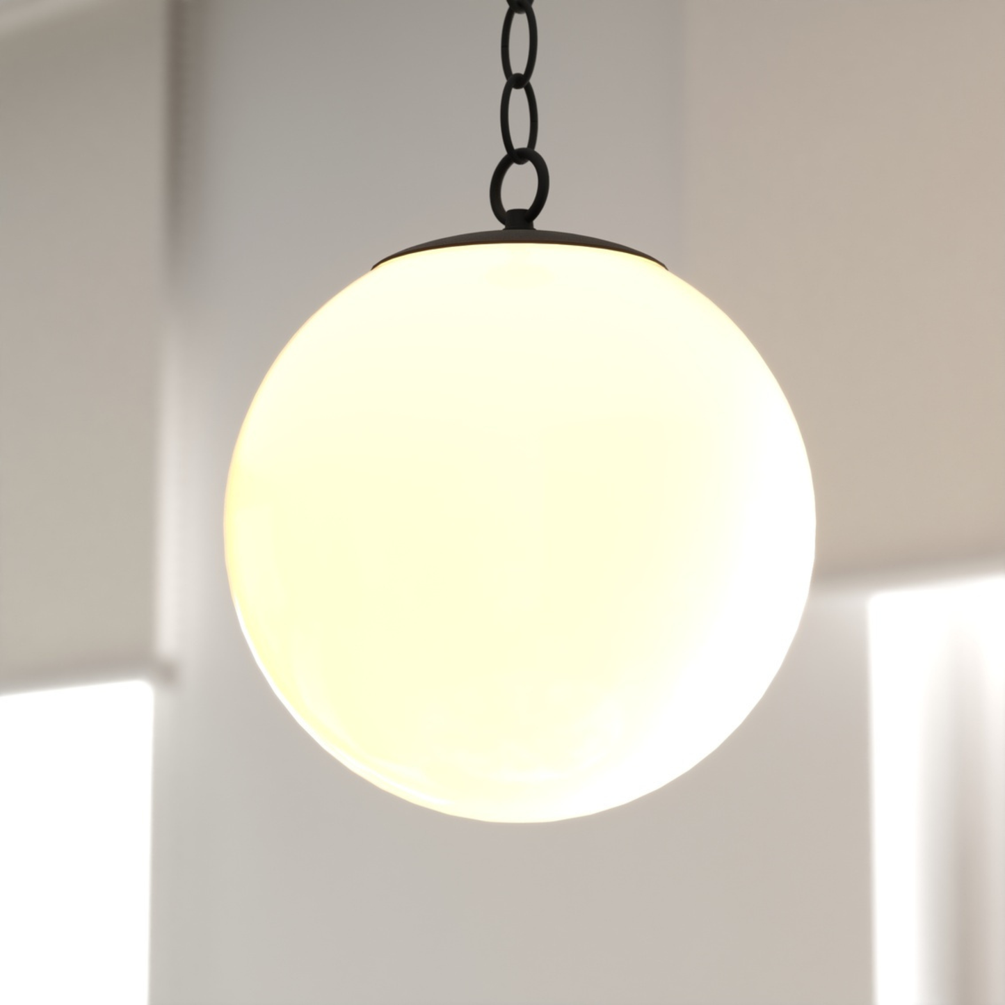 Linden 10-in. W 1 Light Globe Pendant Matte Black with Frosted Opal Glass