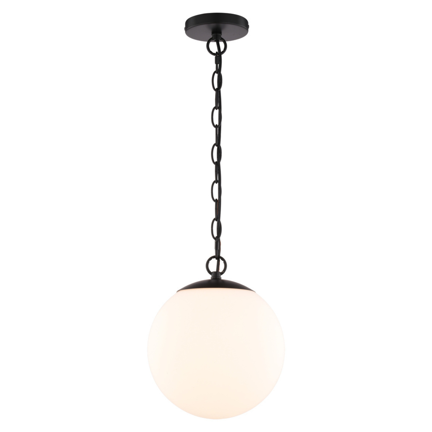 Linden 10-in. W 1 Light Globe Pendant Matte Black with Frosted Opal Glass