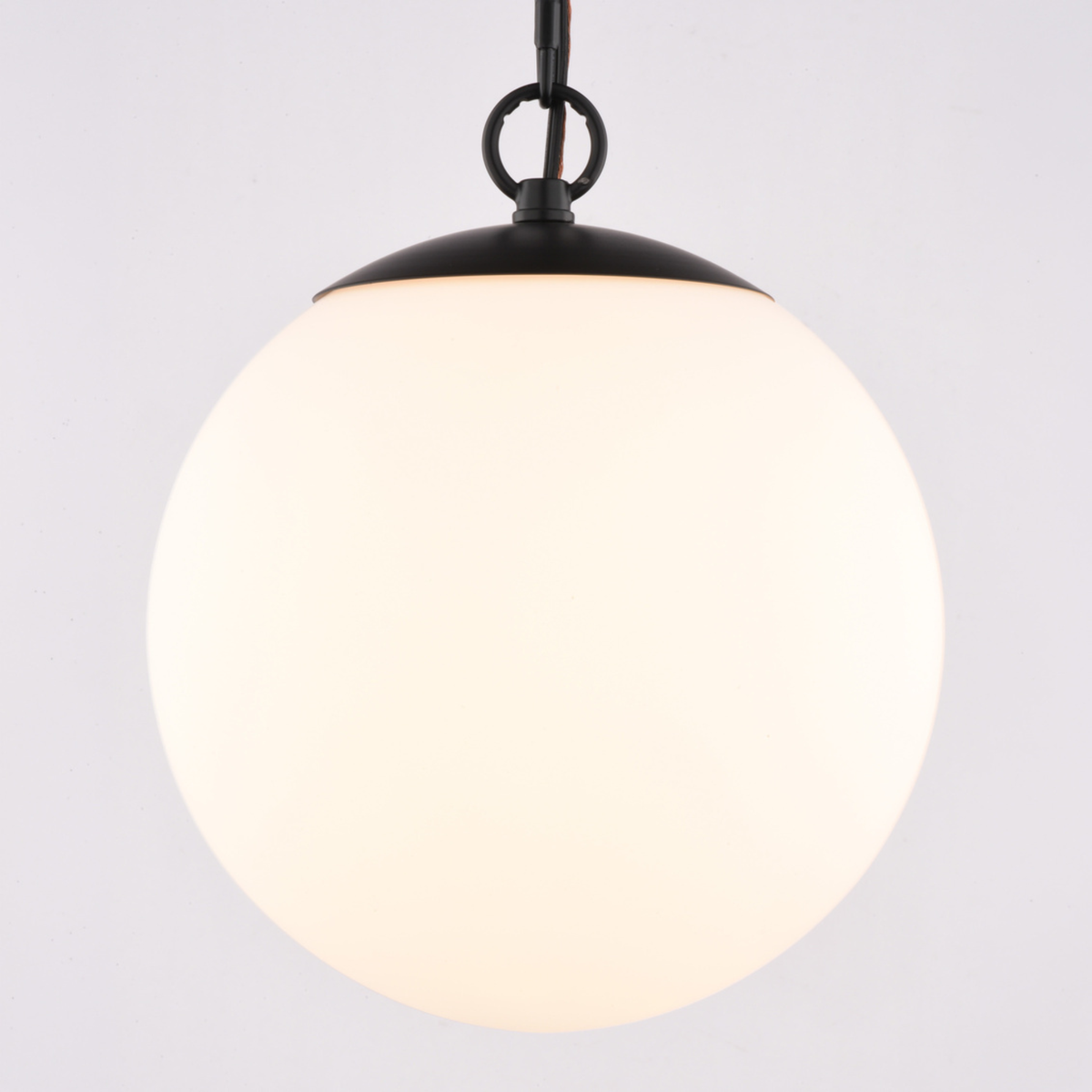 Linden 10-in. W 1 Light Globe Pendant Matte Black/Muted Brass with Frosted Opal Glass