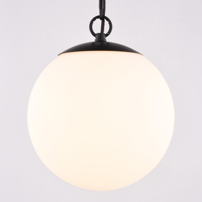 Linden 10-in. W 1 Light Globe Pendant Matte Black with Frosted Opal Glass