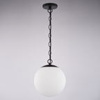 Linden 10-in. W 1 Light Globe Pendant Matte Black/Muted Brass with Frosted Opal Glass