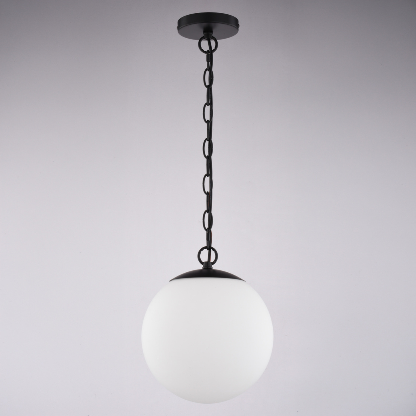 Linden 10-in. W 1 Light Globe Pendant Matte Black with Frosted Opal Glass