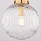 Linden 10-in. W 1 Light Globe Pendant With Clear Ribbed Glass