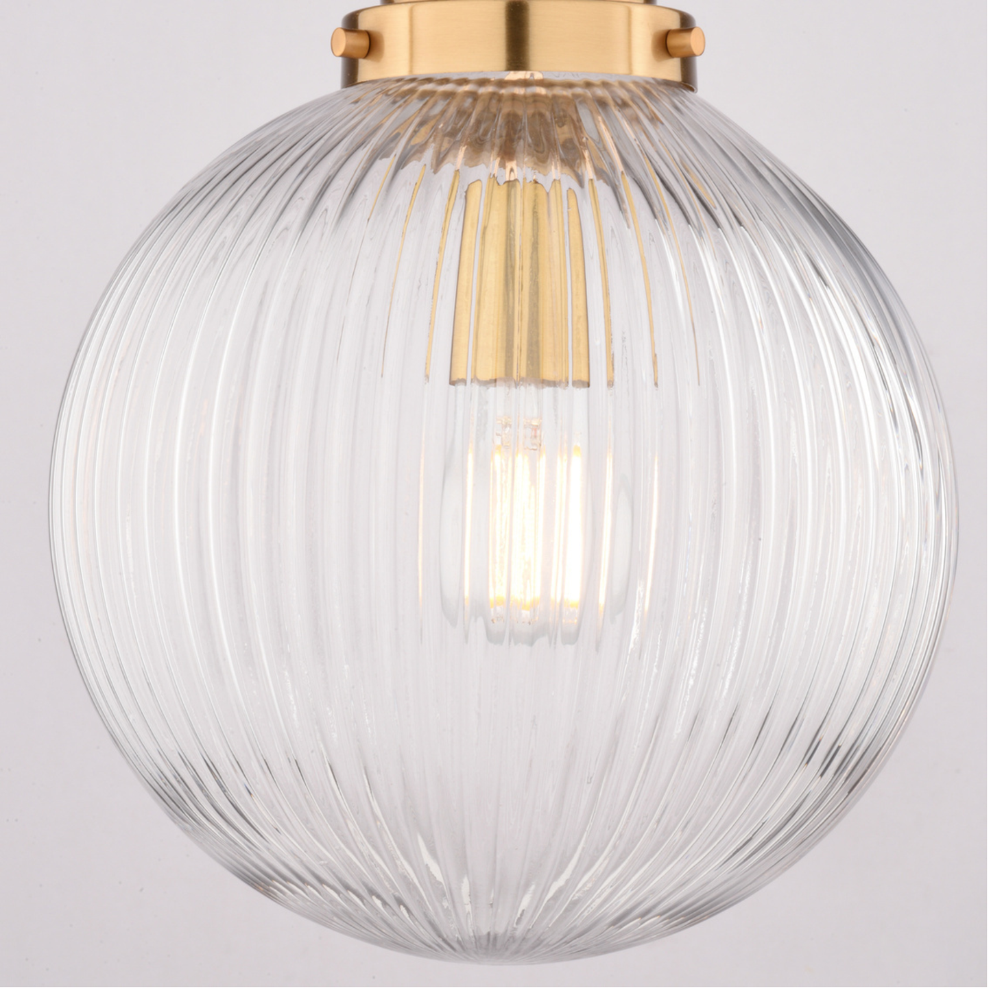 Linden 10-in. W 1 Light Globe Pendant With Clear Ribbed Glass