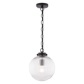 Linden 10-in. W 1 Light Globe Pendant With Clear Ribbed Glass