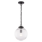 Linden 10-in. W 1 Light Globe Pendant With Clear Ribbed Glass