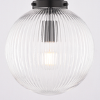 Linden 10-in. W 1 Light Globe Pendant With Clear Ribbed Glass