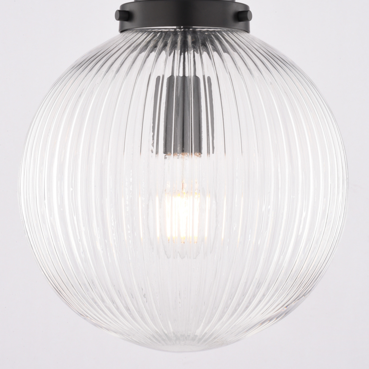 Linden 10-in. W 1 Light Globe Pendant With Clear Ribbed Glass