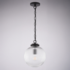 Linden 10-in. W 1 Light Globe Pendant With Clear Ribbed Glass