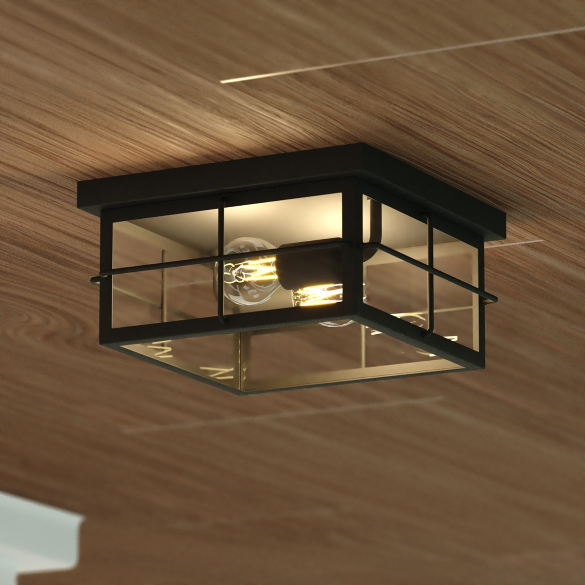 Manchester 11-in. W Outdoor Flush Mount Ceiling Light Matte Black
