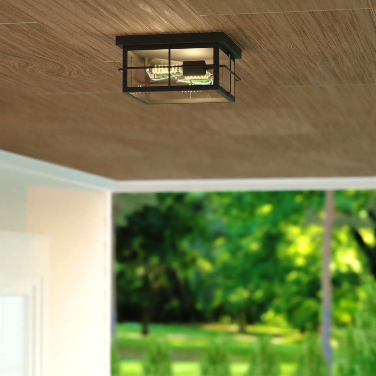 Manchester 11-in. W Outdoor Flush Mount Ceiling Light Matte Black