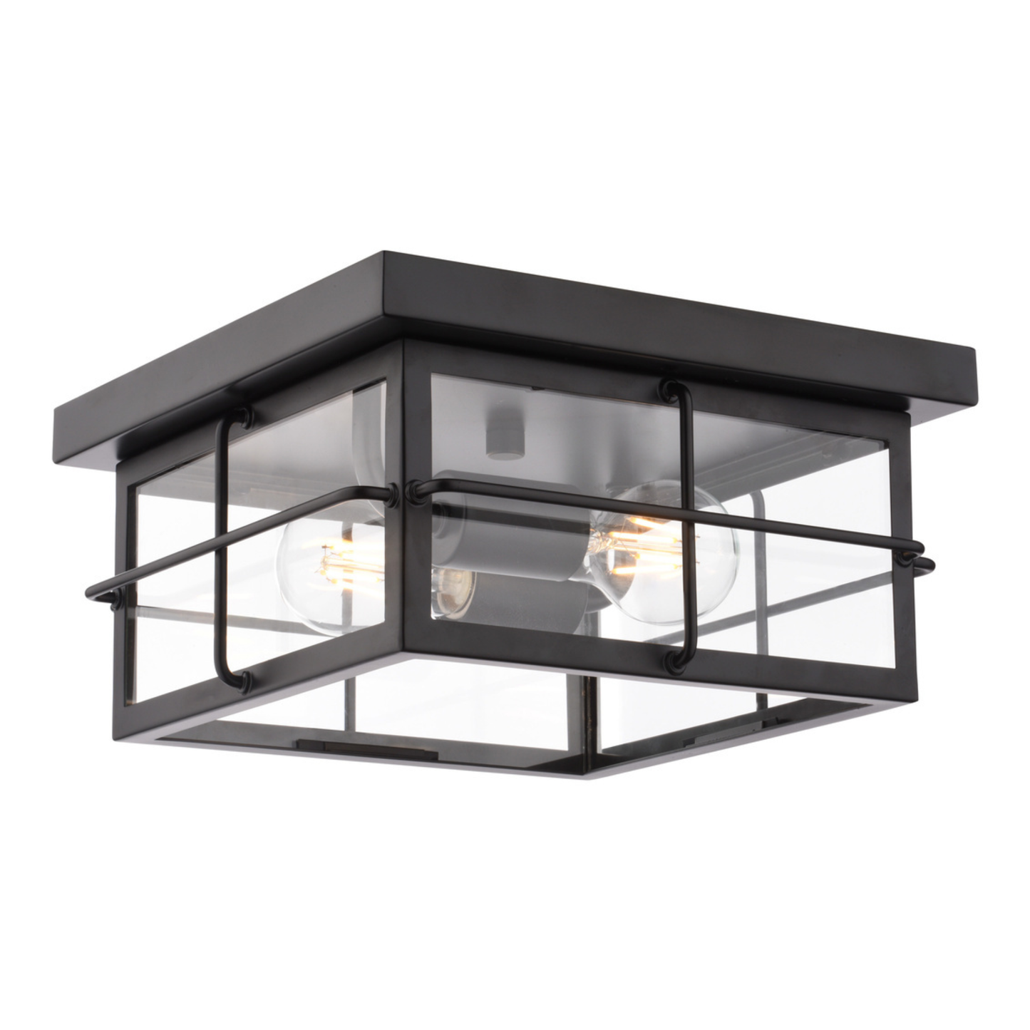 Manchester 11-in. W Outdoor Flush Mount Ceiling Light Matte Black