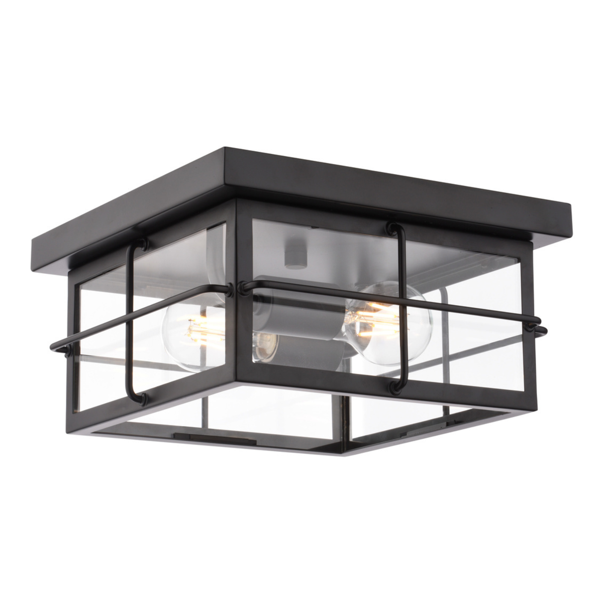 Manchester 11-in. W Outdoor Flush Mount Ceiling Light Matte Black