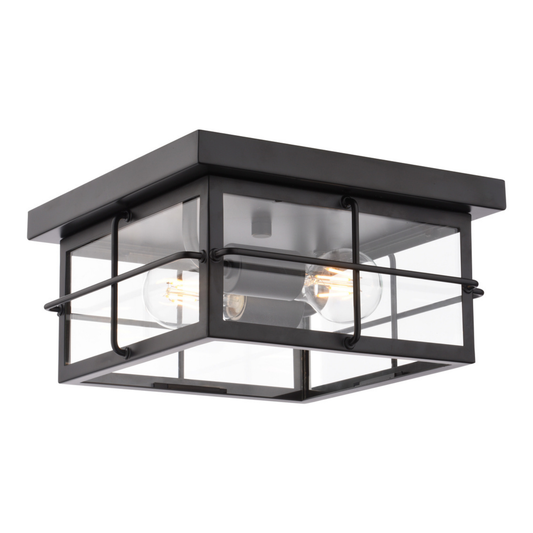 Manchester 11-in. W Outdoor Flush Mount Ceiling Light Matte Black