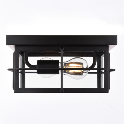 Manchester 11-in. W Outdoor Flush Mount Ceiling Light Matte Black