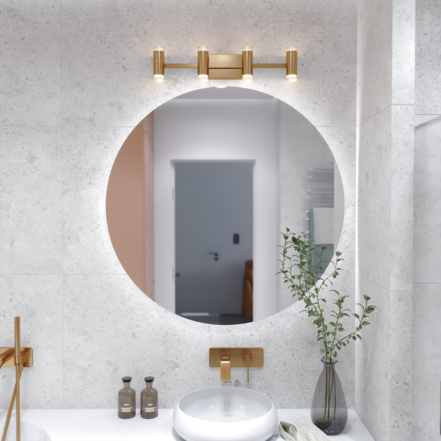 Sunset Hill 26-in. W LED 4 Light Vanity Muted Brass