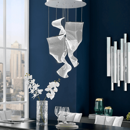 Acrylic Lace 5 Light Chandelier Chrome - Orvon Lighting