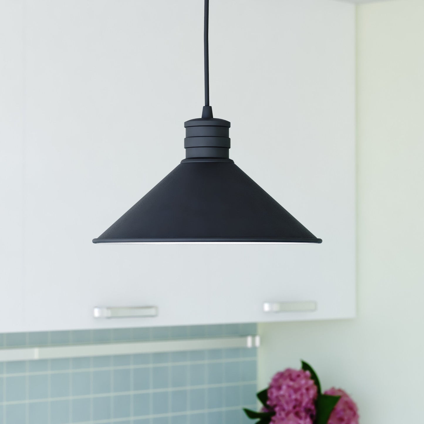 Akron 12 - in. 1 Light Pendant Oil Rubbed Bronze and Matte White - Orvon Lighting