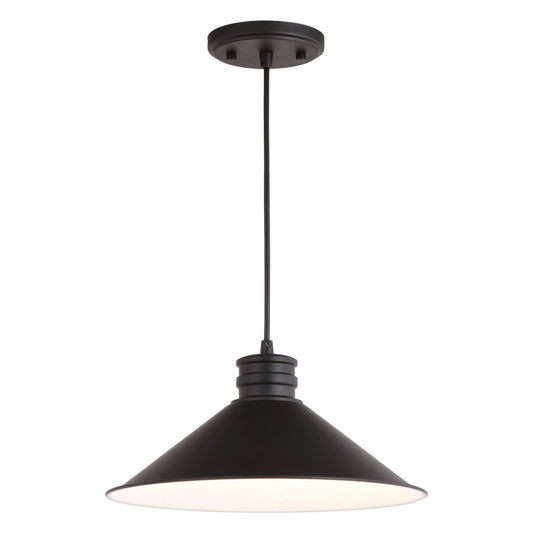 Akron 12 - in. 1 Light Pendant Oil Rubbed Bronze and Matte White - Orvon Lighting