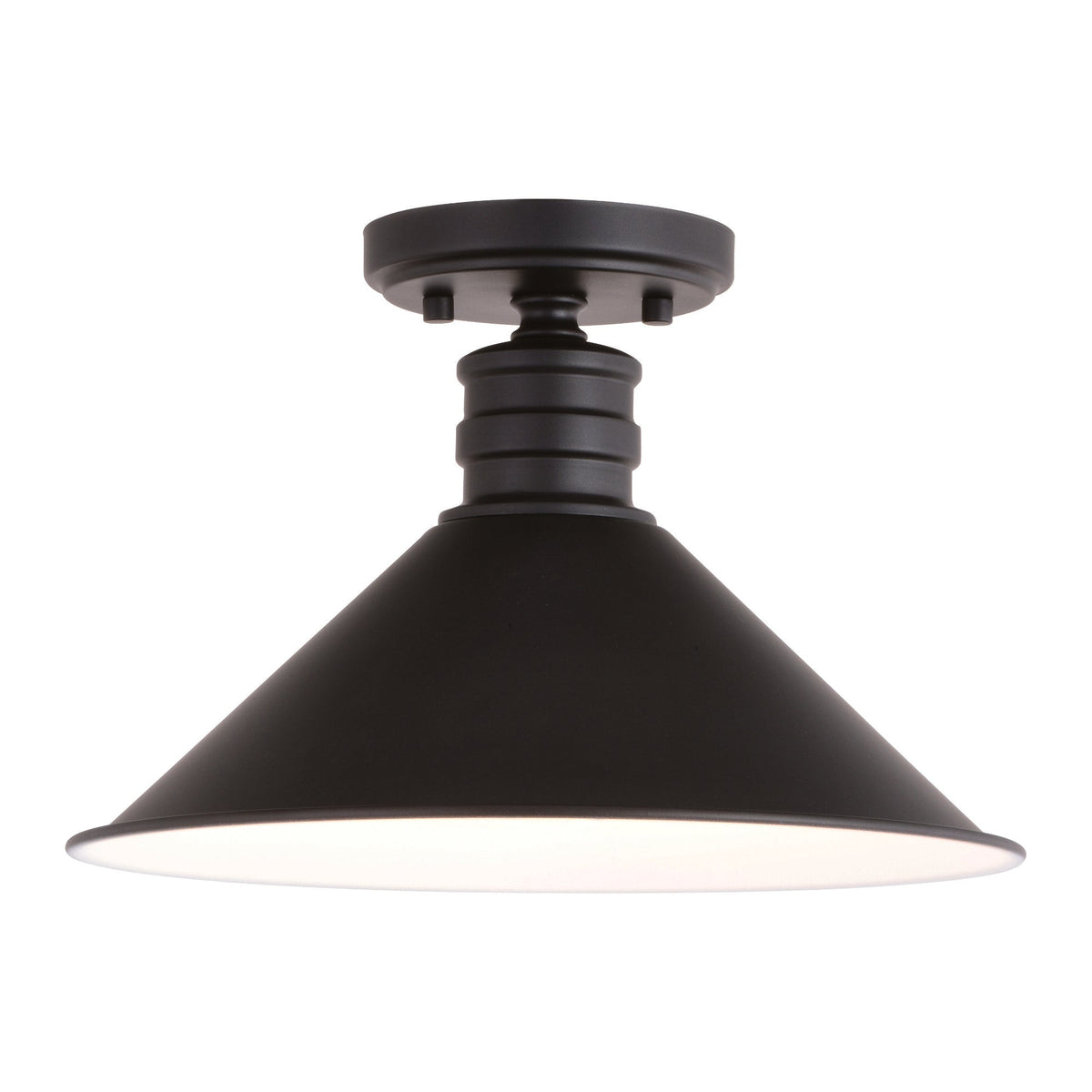Akron 12 - in. 1 Light Semi - Flush Mount Oil Rubbed Bronze and Matte White - Orvon Lighting